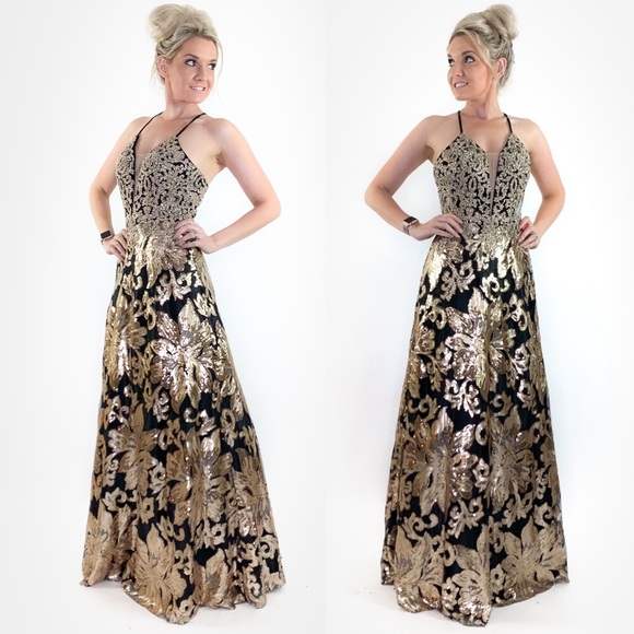 Gold Sparkly Prom Dress - Picture 5 of 8